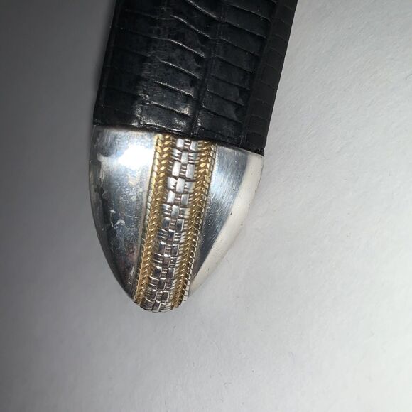 Golf Men's 34 Genuine Black Italian Calfskin Leather Lizard Embossed - Picture 4 of 6